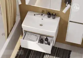 Тумба под раковину Aquaton Марти 70 1A267501MY010 подвесная цвет, белый / дуб эндгрейн