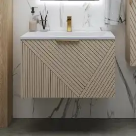 Тумба под раковину Grossman Блисс 70 подвесная, бежевый матовый (107051)