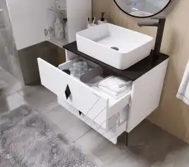 Тумба под раковину Grossman Вива 70 подвесная, белая глянцевая (107012)