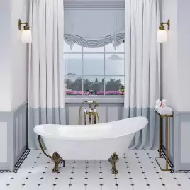 Ванна из литьевого мрамора  Aqua de Marco EDELWEISS 170х78 с бронзовыми ножками Белая 1170WBEDE