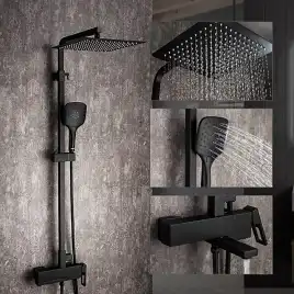 Душевая система Gappo G2417-6  с поворотным изливом, Черный матовый