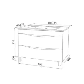 Тумба с раковиной IDDIS Cloud 80, напольная, Белая, CLO80WFi95K