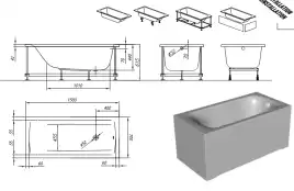 Акриловая ванна Kolpa-San QUAT Evelin 140x70 (1W28F) 900280, Белая