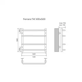 Полотенцесушитель водяной Azario Ferrara 50х50 AZ09155 П4 нижнее подключение 1/2