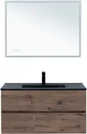 Тумба под раковину Aquanet Алвита New 100 2 ящика, дуб веллингтон табак 334188