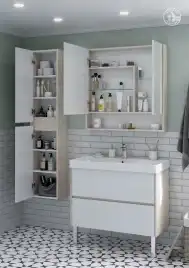 Зеркало-шкаф Aquaton Сканди 90 1A252302SDB20  цвет, белый / дуб верона