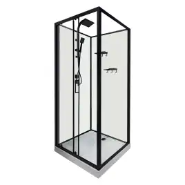 Душевая кабина Loranto 100х100 CS-3010TM/W-100L, низкий поддон, цвет профиля черный