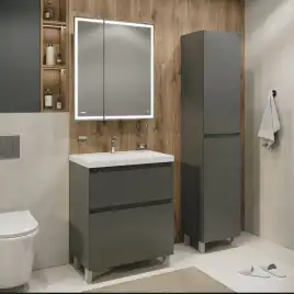 Тумба под раковину Grossman Меркадо 80 напольная, графит матовый (108075)