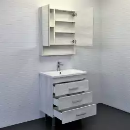 Тумба с умывальником Comforty Никосия-70Н дуб белый (раковиной COMO 70), 00-00005793