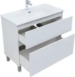 Тумба под раковину Aquanet Вега 90 напольная, белый глянец, 344124