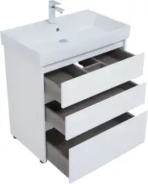 Тумба под раковину Aquanet Nova Lite 75 белый глянец (3 ящика) 302472