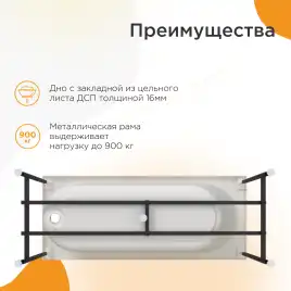 Акриловая ванна Radomir Вальс 170х70 (1-01-0-0-1-336), на каркасе, белая