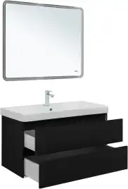 Тумба под раковину Aquanet Вега 2.0 100 черный, подвесная, 337951