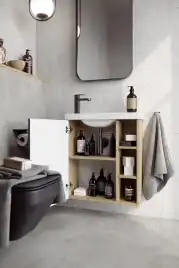 Тумба с раковиной подвесная Aqwella 5 Stars Alba 60 см, ALB0106LLS+ALB0706GRМ, цвет Камень натуральный