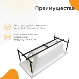 Акриловая ванна Radomir Веста 160х70 (2-01-0-0-1-269Р), на каркасе, белая