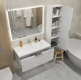 Тумба под раковину Grossman Блисс 100 подвесная, белая матовая (1010050)