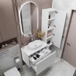 Тумба под раковину Grossman Кристалл 80 подвесная, белая глянцевая (108045)