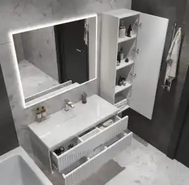 Тумба под раковину Grossman Луксор 100 подвесная, белая матовая (1010058)