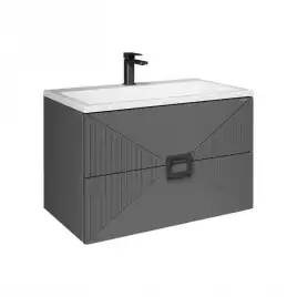 Тумба под раковину Grossman Луксор 80 подвесная, графит матовый (108049)