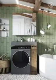 Раковина  Aquaton Рейн 80х50 1A72113KRW210  над стиральной машиной, из литьевого мрамора, Графит