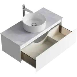 Тумба с раковиной подвесная Aqwella Geometria 100 GE01101WM+STG1014X456GS, со столешницей серый камень, цвет белый