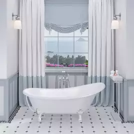 Ванна из литьевого мрамора  Aqua de Marco EDELWEISS 170х78 с белыми ножками Белая 1170WWEDE