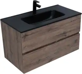 Тумба под раковину Aquanet Алвита New 90 2 ящика, дуб веллингтон табак 334187