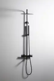 Душевая система Allen Brau Priority 5.31A10-31 для ванны с изливом, верхний и ручной душ, Черный матовый