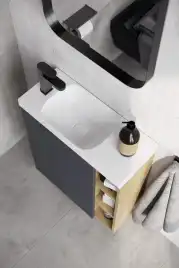 Тумба с раковиной подвесная Aqwella 5 Stars Alba 60 см, ALB0106LLS+ALB0706WM, цвет Камень натуральный