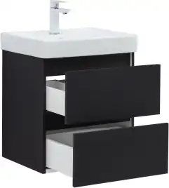 Тумба под раковину Aquanet Вега 2.0 50 черный, подвесная, 337952