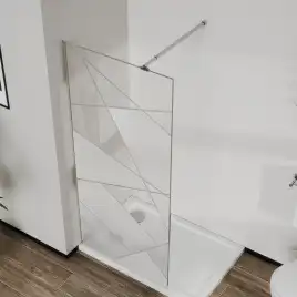 Душевая перегородка Azario Walk-in 110 AZ-271-110-CH-CGP прозрачное стекло 8 мм с графическим принтом, профиль Хром