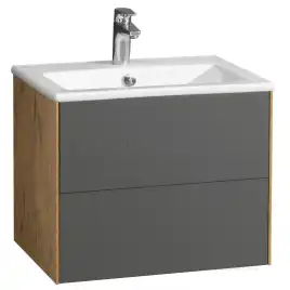 Тумба под раковину Aquaton Сохо 60 1A258001AJA00 подвесная цвет, дуб веллингтон / графит софт