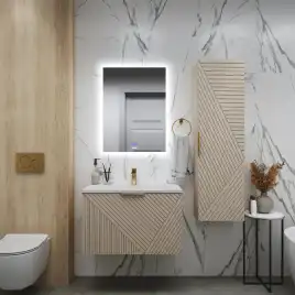 Тумба под раковину Grossman Блисс 80 подвесная, бежевый матовый (108047)