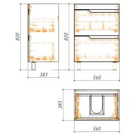 Тумба с раковиной Azario KANTRI 60/2Н CS00097250, напольная с раковиной Фостер 60, белая