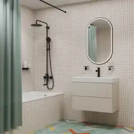 Душевая система IDDIS Aiger AIGBL3Fi06 для ванны с изливом цвет, Матовый черный