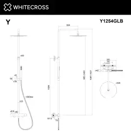 Душевая система для душа WHITECROSS Y brushed gold Y1254GLB, термостатическая, Золото брашированное