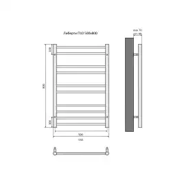 Полотенцесушитель водяной Aquatek Либерти 50х80 AQ RR1080BL П10 нижнее подключение 1/2