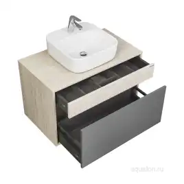 Тумба под раковину Aquaton Лофт Урбан 80 1A247601LQX60 подвесная цвет, серый графит / дуб орегон