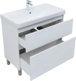 Тумба под раковину Aquanet Вега 90 напольная, белый глянец, 344124