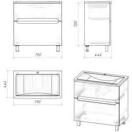 Тумба под раковину Grossman Адель-Норма 80 напольная, белая глянцевая (108023)
