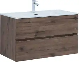 Тумба под раковину Aquanet Алвита New 90 2 ящика, дуб веллингтон табак 334187