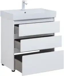 Тумба под раковину Aquanet Nova Lite 75 белый глянец (3 ящика) 302472