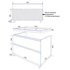 Тумба с раковиной Azario Viola 100 CS00097145, напольная, Фисташковый