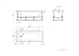 Акриловая ванна Santek Ламма 170х70 1WH501747 прямоугольная, Белая
