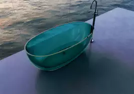 Прозрачная ванна ABBER Kristall AT9703Aquamarin 170х75 бирюзовая
