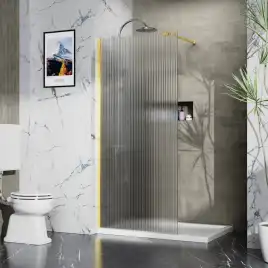 Душевая перегородка Azario Walk-in 110 AZ-251-110-BGL-CRF стекло 8 мм рифленое, профиль Золото матовое