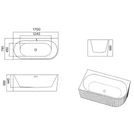 Акриловая ванна Azario LAGO GARDA 170х75 AZ-6724-A2 L 17075, асимметричная, левая