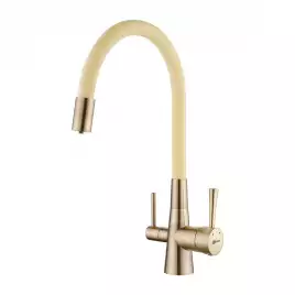 Смеситель для кухни Lemark Comfort LM3075B-Beige с подключением к фильтру с питьевой водой, Бронза / Бежевый