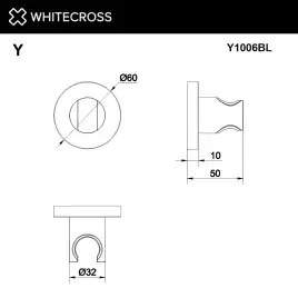 Держатель ручного душа WHITECROSS Y black Y1006BL, Черный матовый