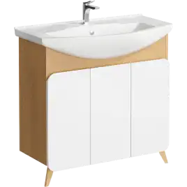 Тумба с раковиной напольная Aqwella Basic 80 см, BAS0108DZ, цвет Дуб золотой